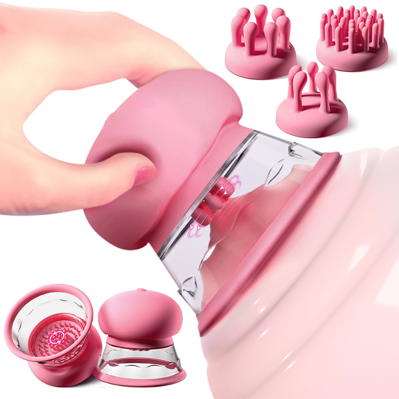 10 Modes & 3 Brush Heads Vibrating Nipple Sucker Women Sex Toy - Rose Toy