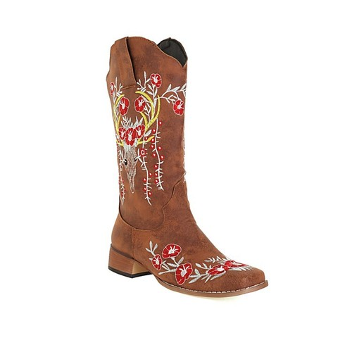 Vintage Embroidery Flower Western CowboyBoots
