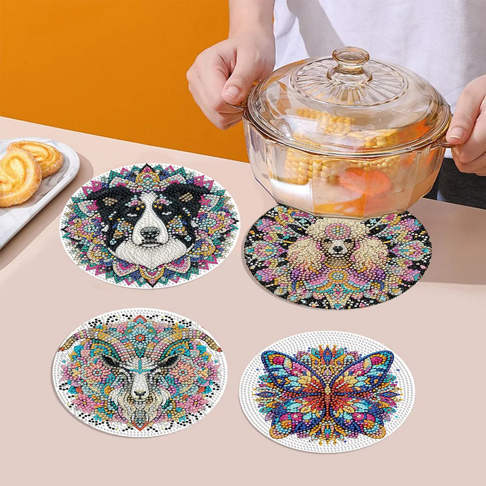 4Pcs Acrylic Mandala and Animal DIY Diamond Dot Kits Diamond Crafts Projects