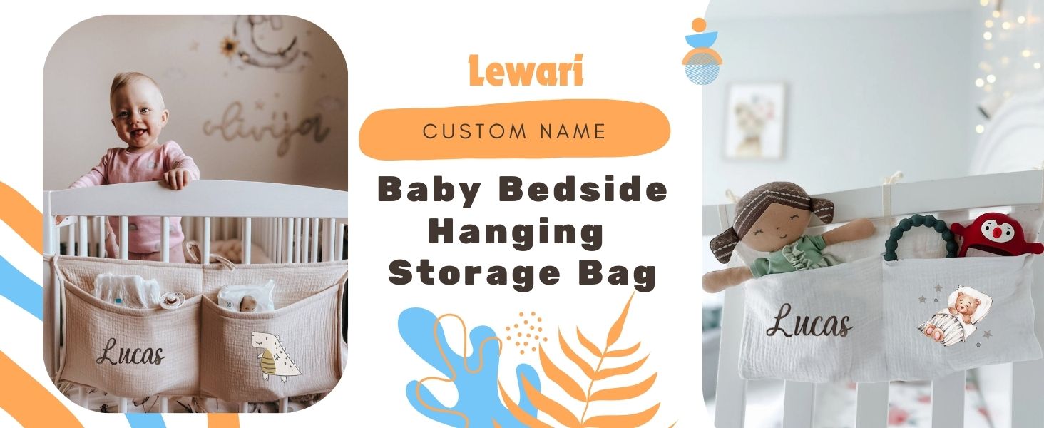 Custom Name Baby Bedside Hanging Storage Bag