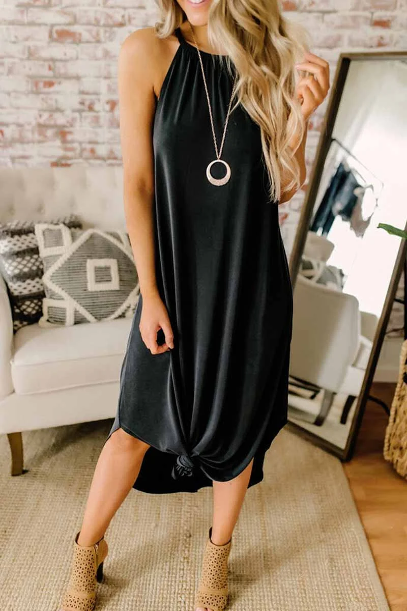 Loose Sexy Solid Color Sling Midi Dress