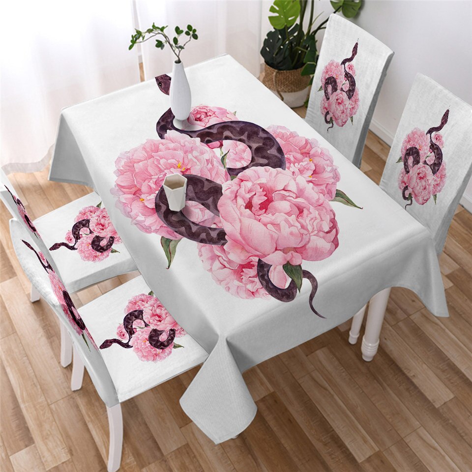 

Pink Flowers - Tablecloth Without Chair Cover, 140*180cm, 501 Original