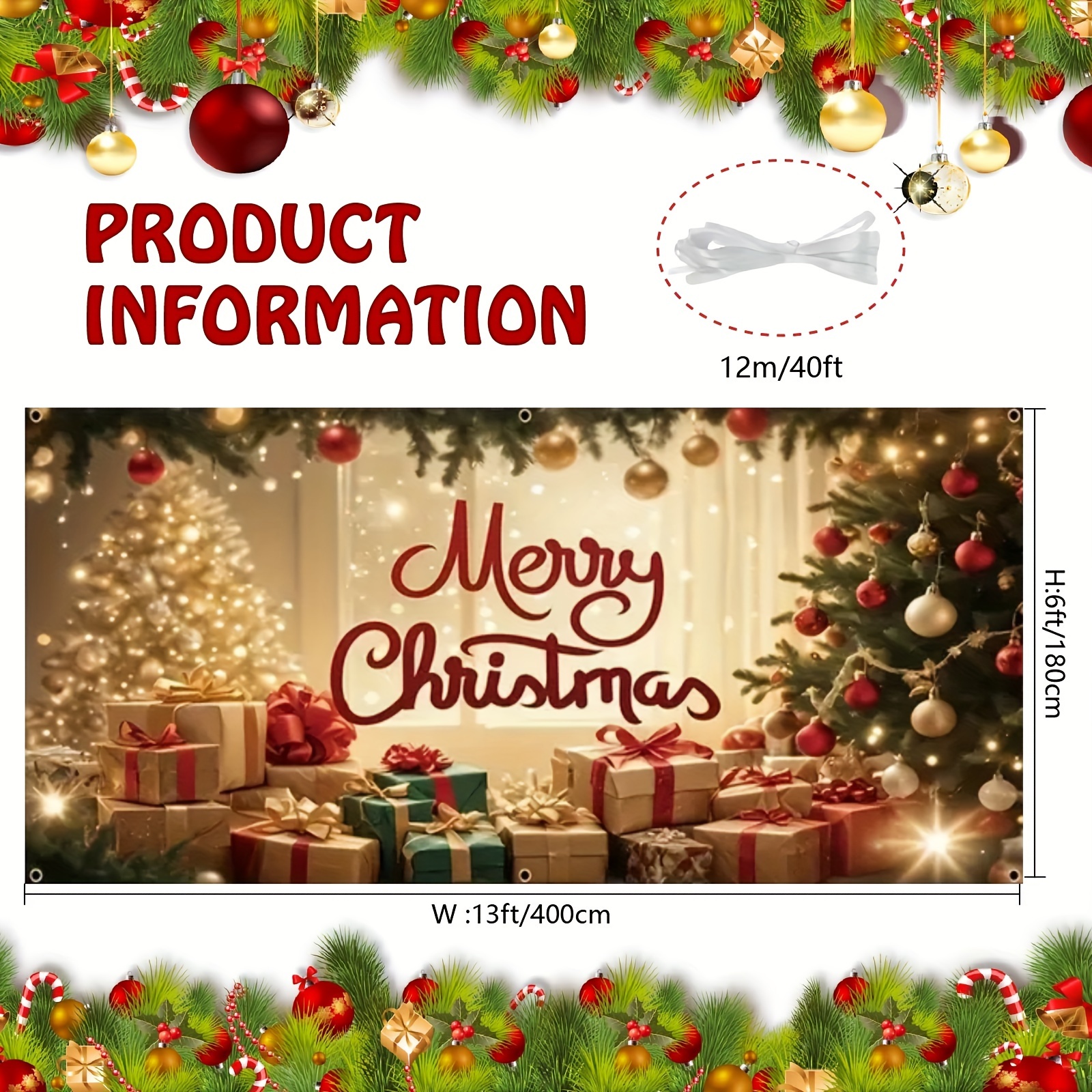 Tegooe Oversized Christmas Garage Door Banner Decoration with Festive Tree