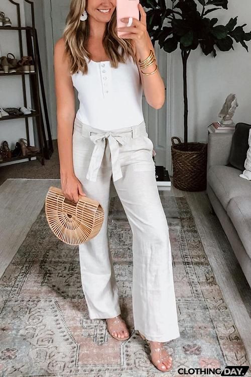 Bow Tie Straight Leg Pants