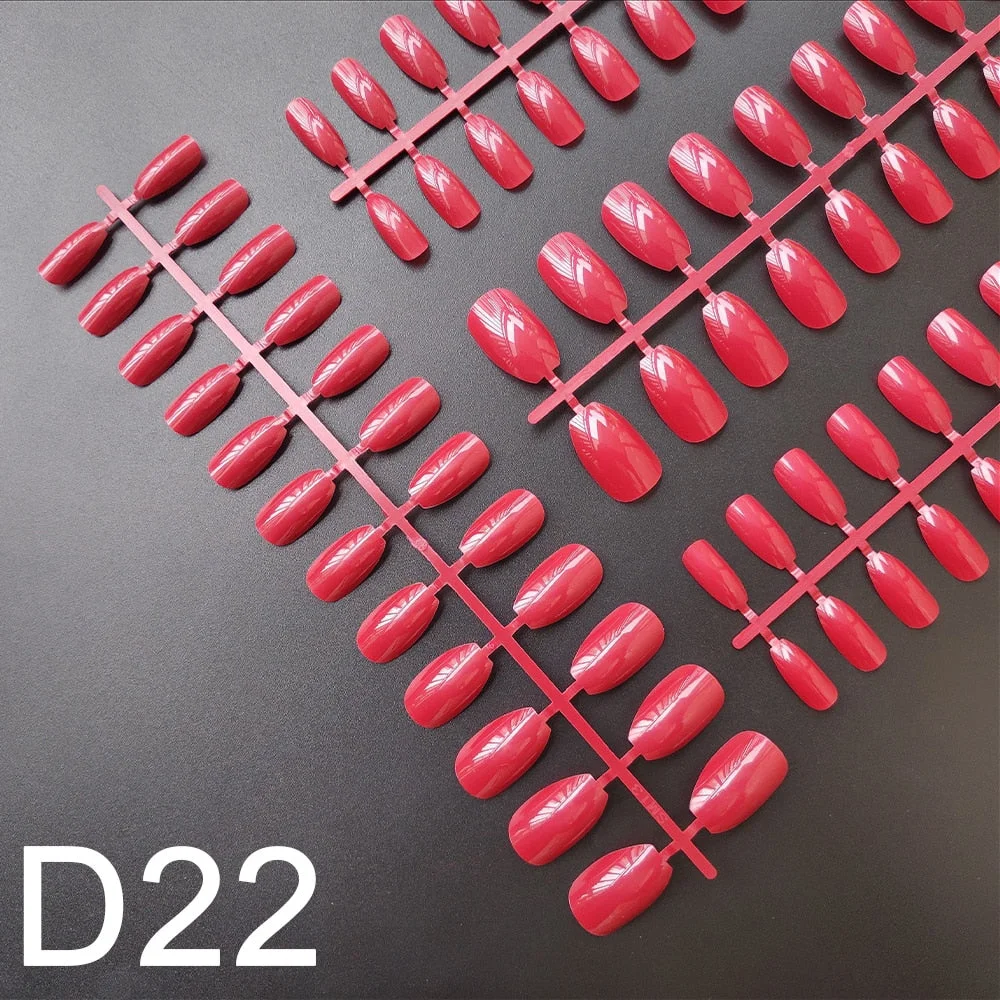 10 Sets Short Coffin Shape False Nail Tips In Same Color 24 Pieces/Set 10 Sizes Press on Fake Nails Manicure Finger Nail Tips-Nail Inspo
