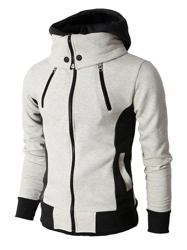 Men's Casual Outdoor Zip Hooded Convertible Collar Sweatshirt