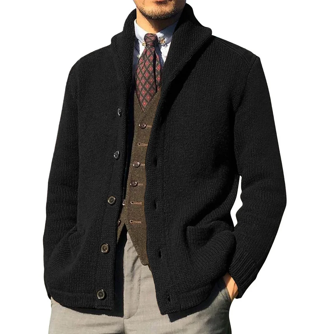 Inongge Men's Sweater Cardigan Knitted Single Breasted Button Winter Stand Collar Cardigan Men Jackets Male British Style Sweater Coats