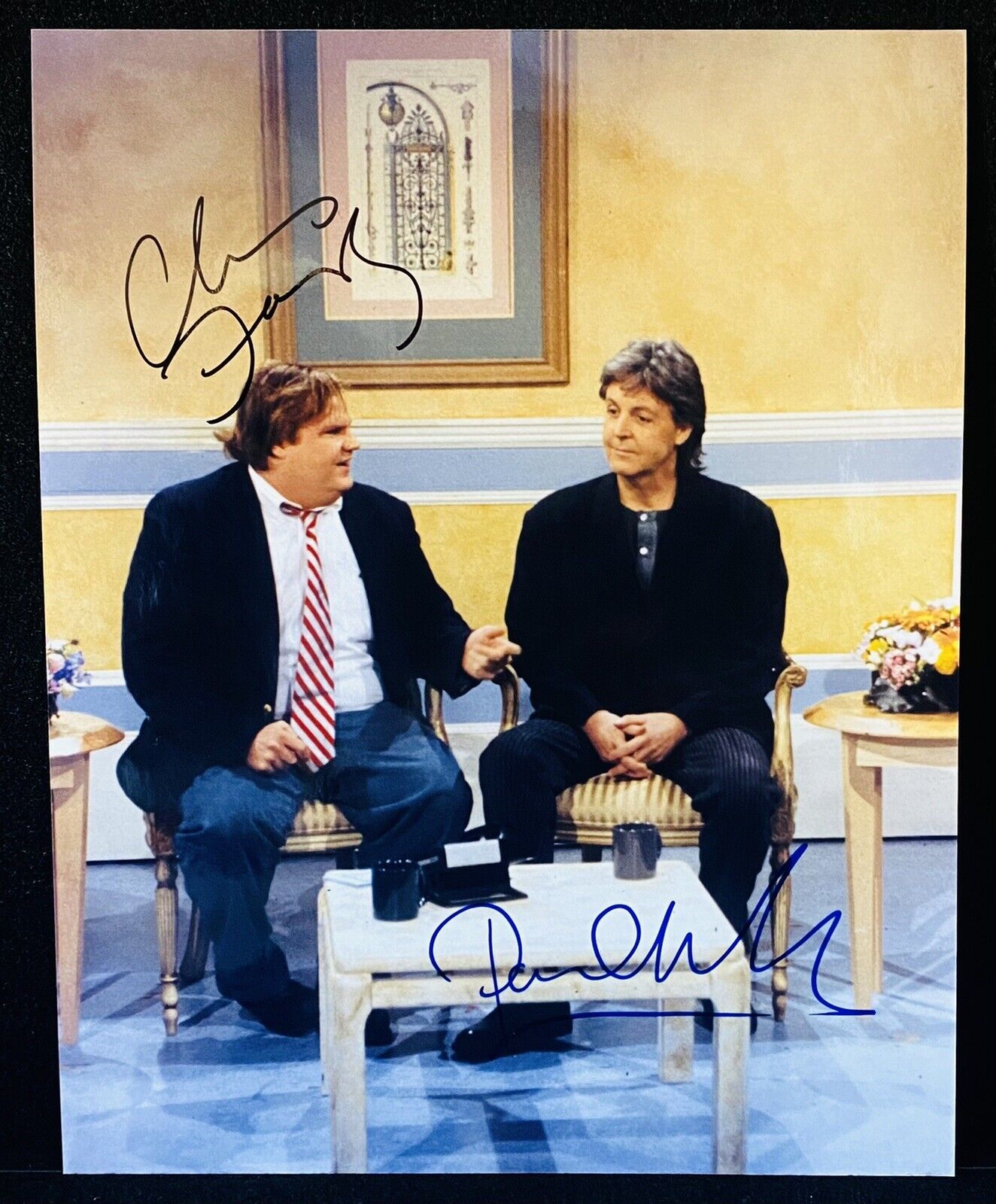 Paul McCartney Chris Farley Signed 8x10 Color Photo Poster painting SNL Autograph Picture COA