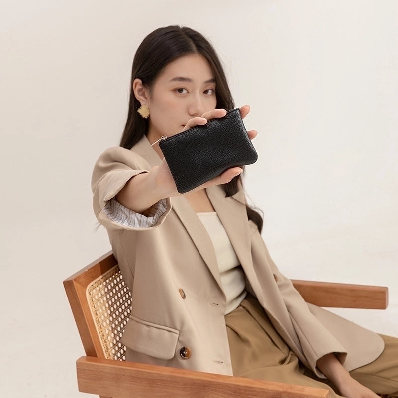 Unisex Solid Color Pu Leather Zipper Coin Purses