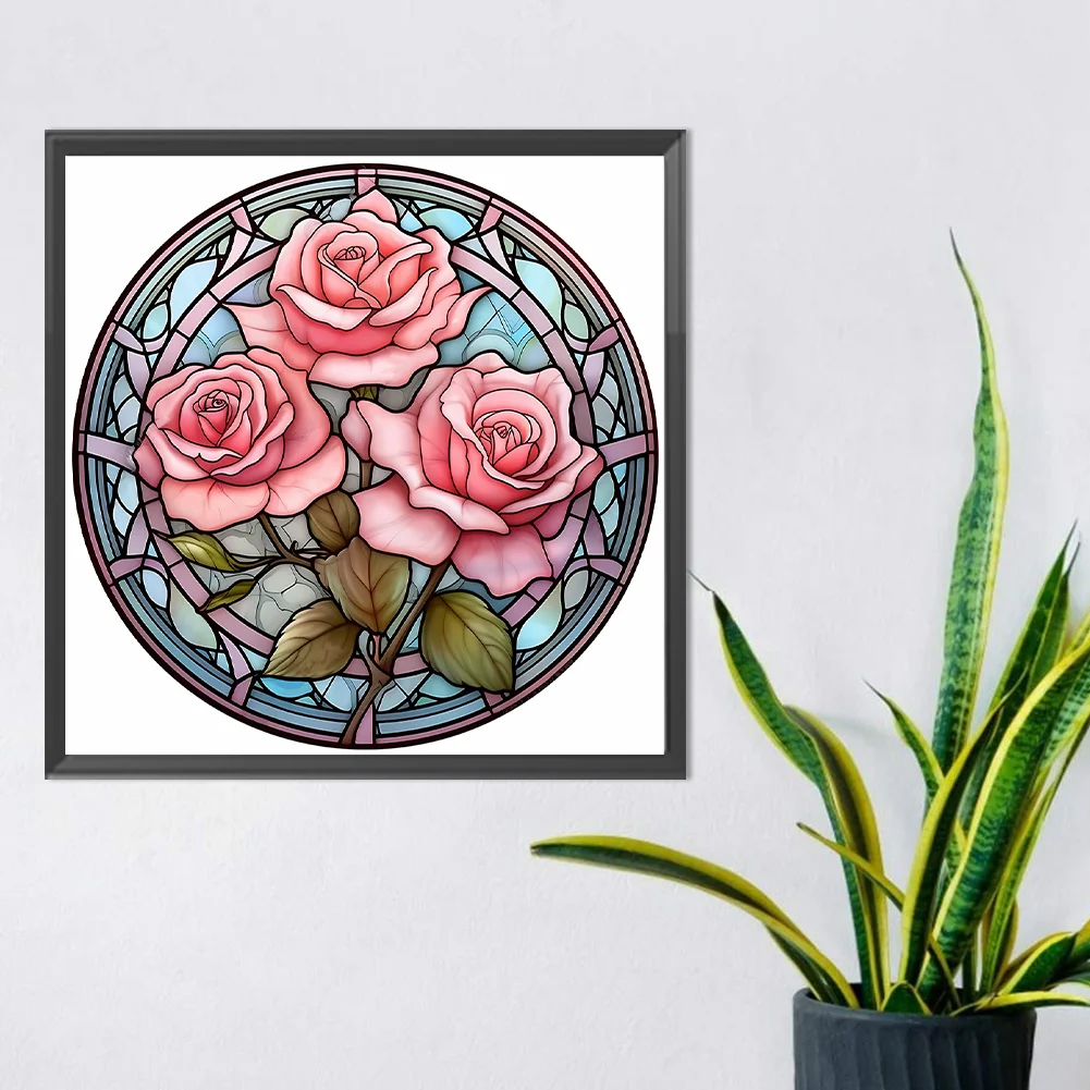 Diamond Painting - Full Round Drill - Stained Glass Flower(30*30cm)