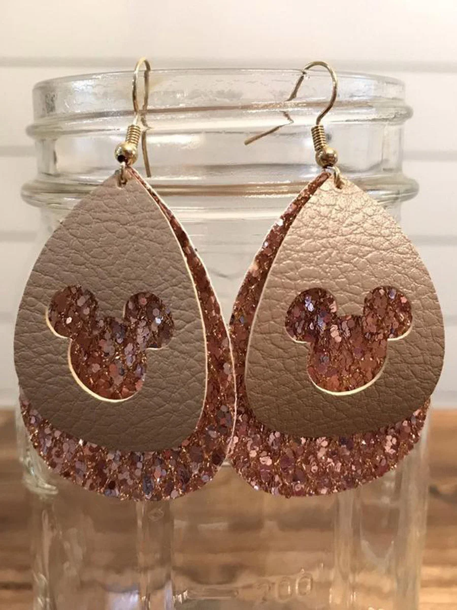 Cute Cartoon Sequin Leather Earrings