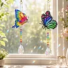 2PCS Butterfly 5D DIY Diamond Painting Wind Chimes Suncatcher Kit Double Sided Diamond Art Kits Suncatcher with Crystal Pendant for Home Wall Window Decor Adults DIY Art Craft