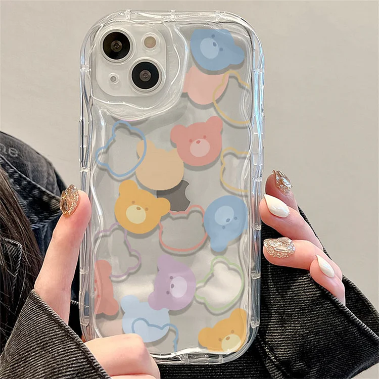 Korean Cute Dog HelloKitty Cat Bear Case For iPhone 15 14 13 12 11 Pro Max Cases IPhone X XR XS 8 7 Plus SE 2020 2022 Soft Cover