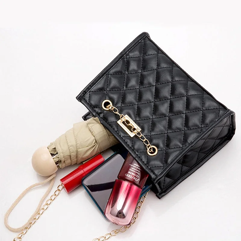 Diamond Lattice PU Shoulder Crossbody Bag Female Designer Lingge Chain Bags Purses and Handbags Large Capacity Hangbags Tote