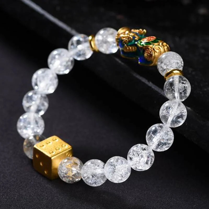 Pixiu Color-Changing White Crystal Dice Wealth Bracelet