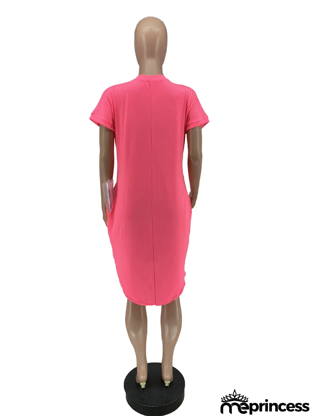 Solid Color Pocket Short Front and Back Long Irregular Dress