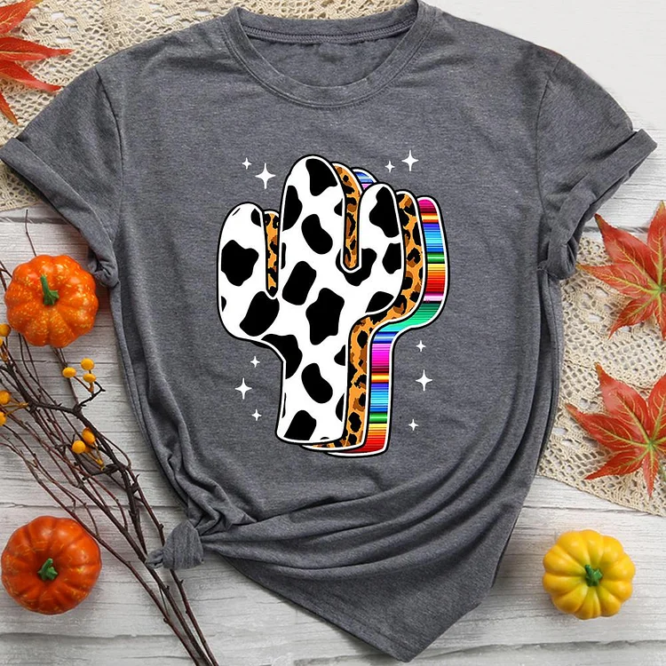 ANB -  Western Leopard Serape Cow Cactus T-Shirt-012171