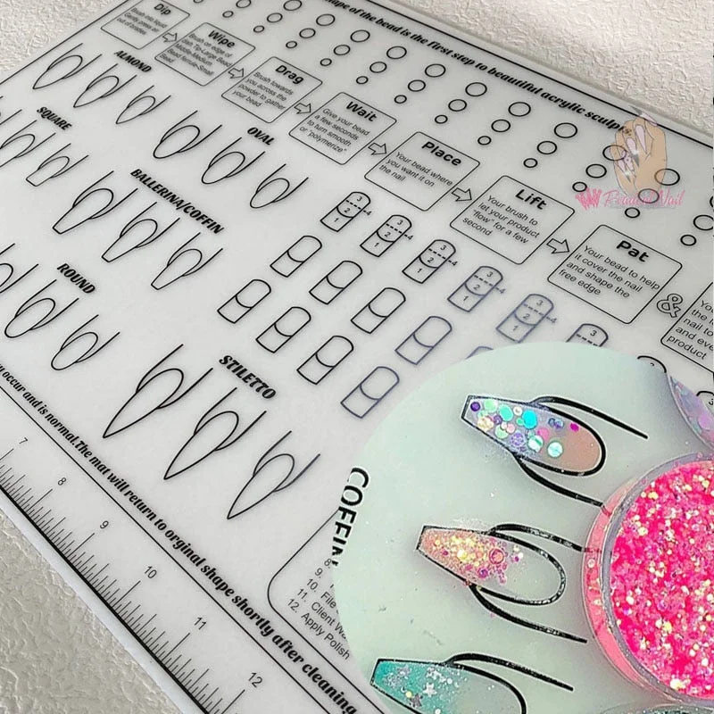 Silicone Acrylic Nail Practice Training Sheet Mat Manicure Liquid Acrylic Tips Application Learning Tool-Nail Inspo