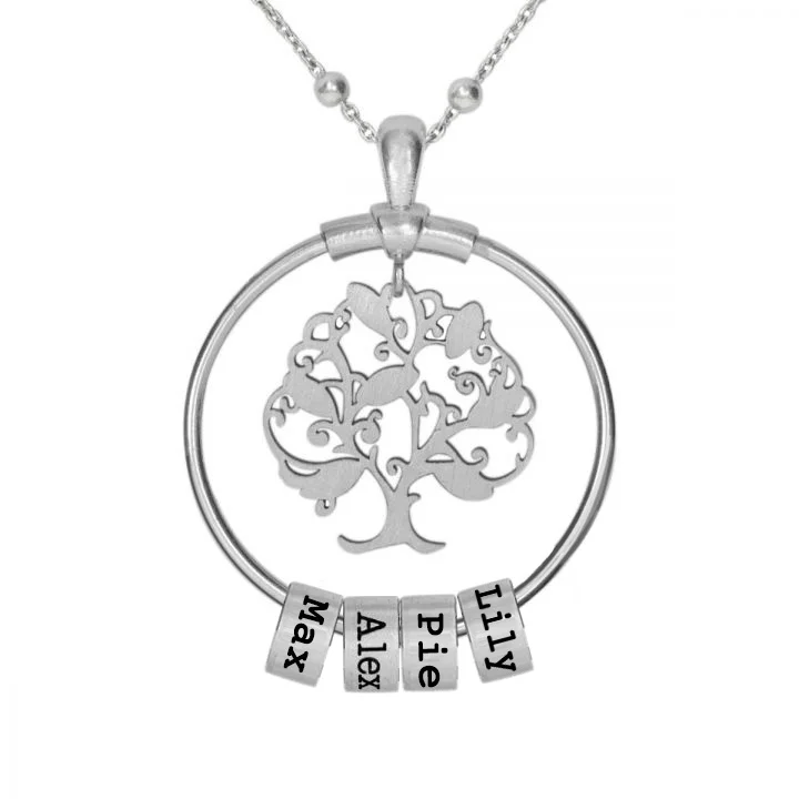 Custom Family Tree Name Necklace with 4 Beads Family Necklace For Mother