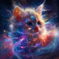 Galaxy Kitten with Sparkling Eyes - Diamond Painting