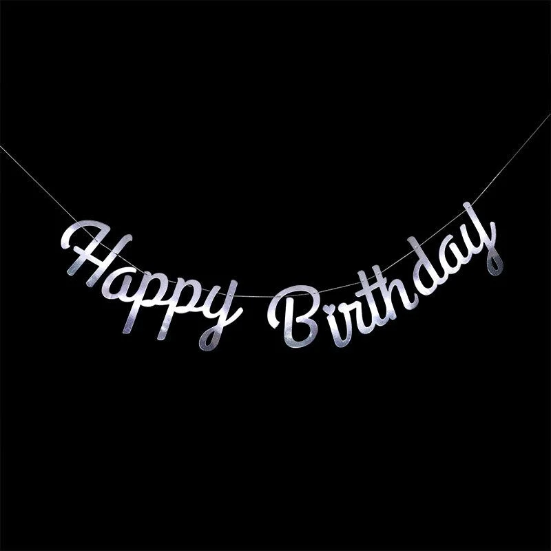 Happy Birthday Bunting Banner Gold Sliver Letters Happy Birthday Garlands String Baby Shower Boy Girl Birthday Party Decoration