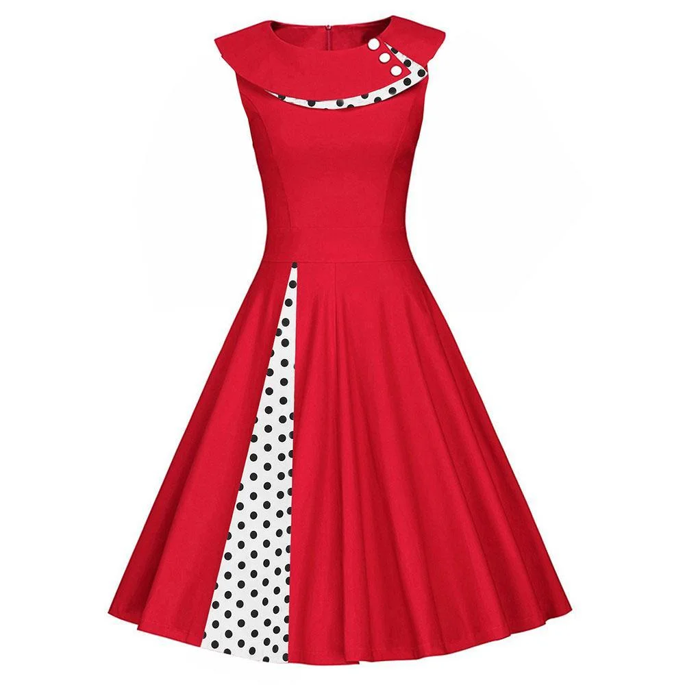 Rochie vintage cu buline, modelul anilor '50, o rochie de dans cu croiala evazata