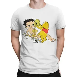 pornhint Pornhint Winnie the Pooh with Honey Funny Uncensored T-Shirt, 100% Cotton Tee, Men's Women's Sizes (aqs-155)