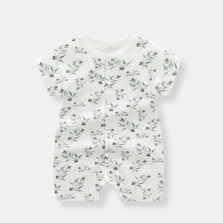 Baby Olives Flower Leaf Organic Cotton Romper