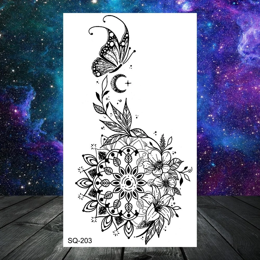 Black Whale Universe Planet Temporary Tattoos For Women Adult Men Constellation Outer Space Moon Fake Tattoo Small Tatoo Paper