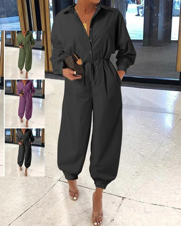 women s loose casual long sleeves jumpsuits p535522