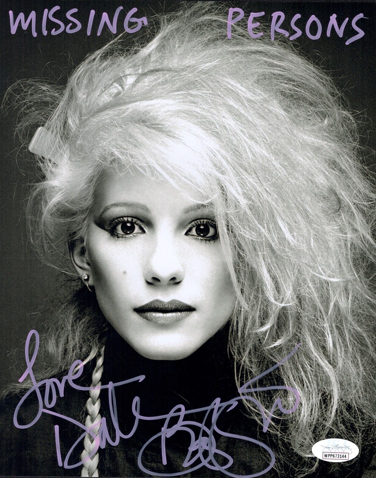 DALE BOZZIO Signed 8x10 Photo Poster painting MISSING PERSONS Lead Singer Autograph JSA COA WPP