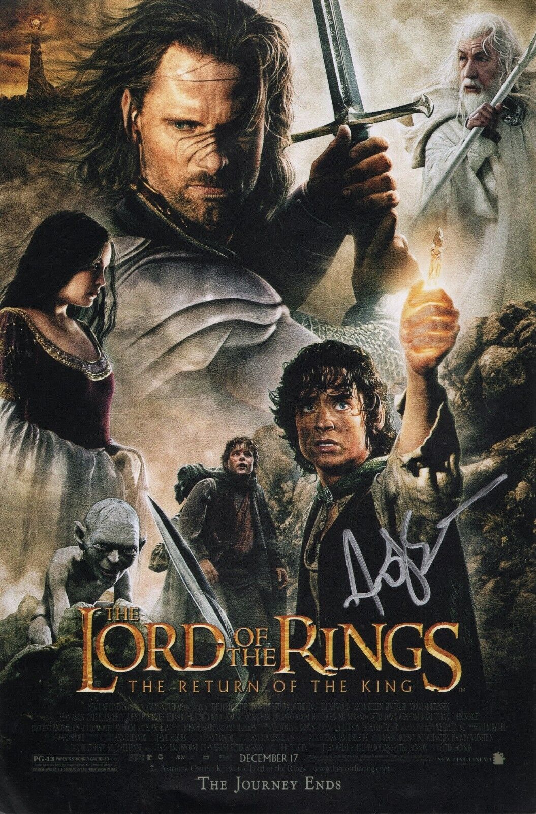 ~~ ANDY SERKIS Authentic Hand-Signed Lord of the Rings ROTK Gollum