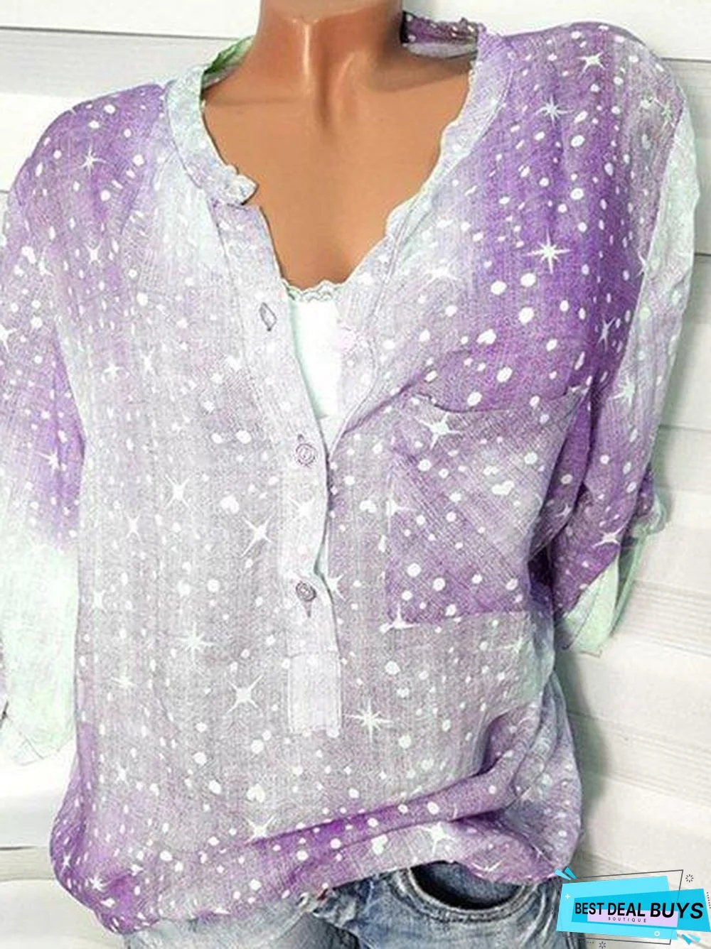 Long Sleeve Pockets Printed Shirts