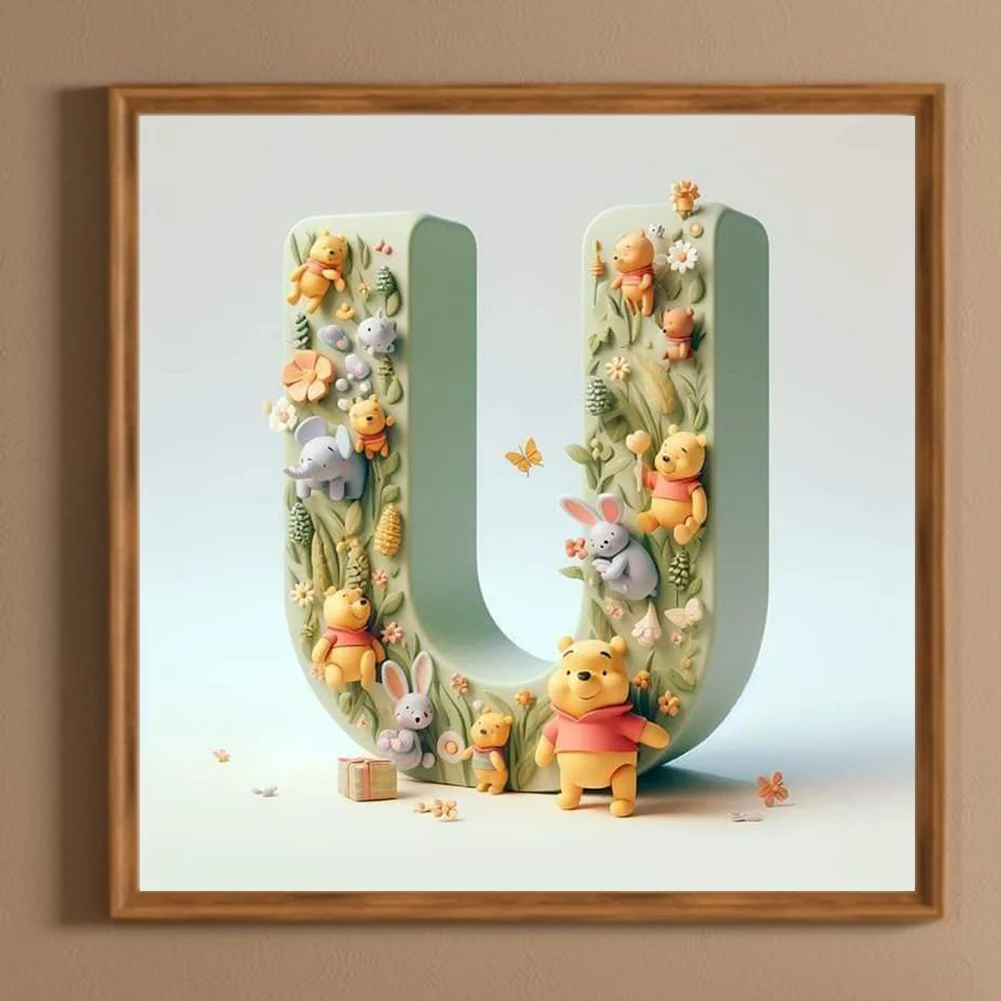 Full Round Diamond Painting 30*30cm - Winnie The Pooh'S 26 Letters U