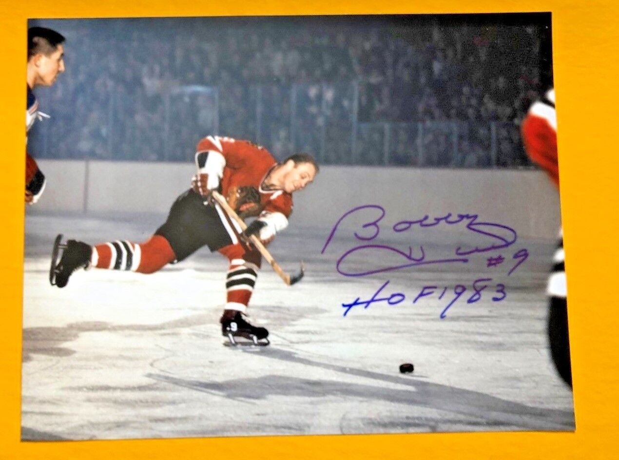 BOBBY HULL SIGNED 11 X14 CHICAGO BLACKHAWKS Photo Poster painting W/HOF 1983 W/COA