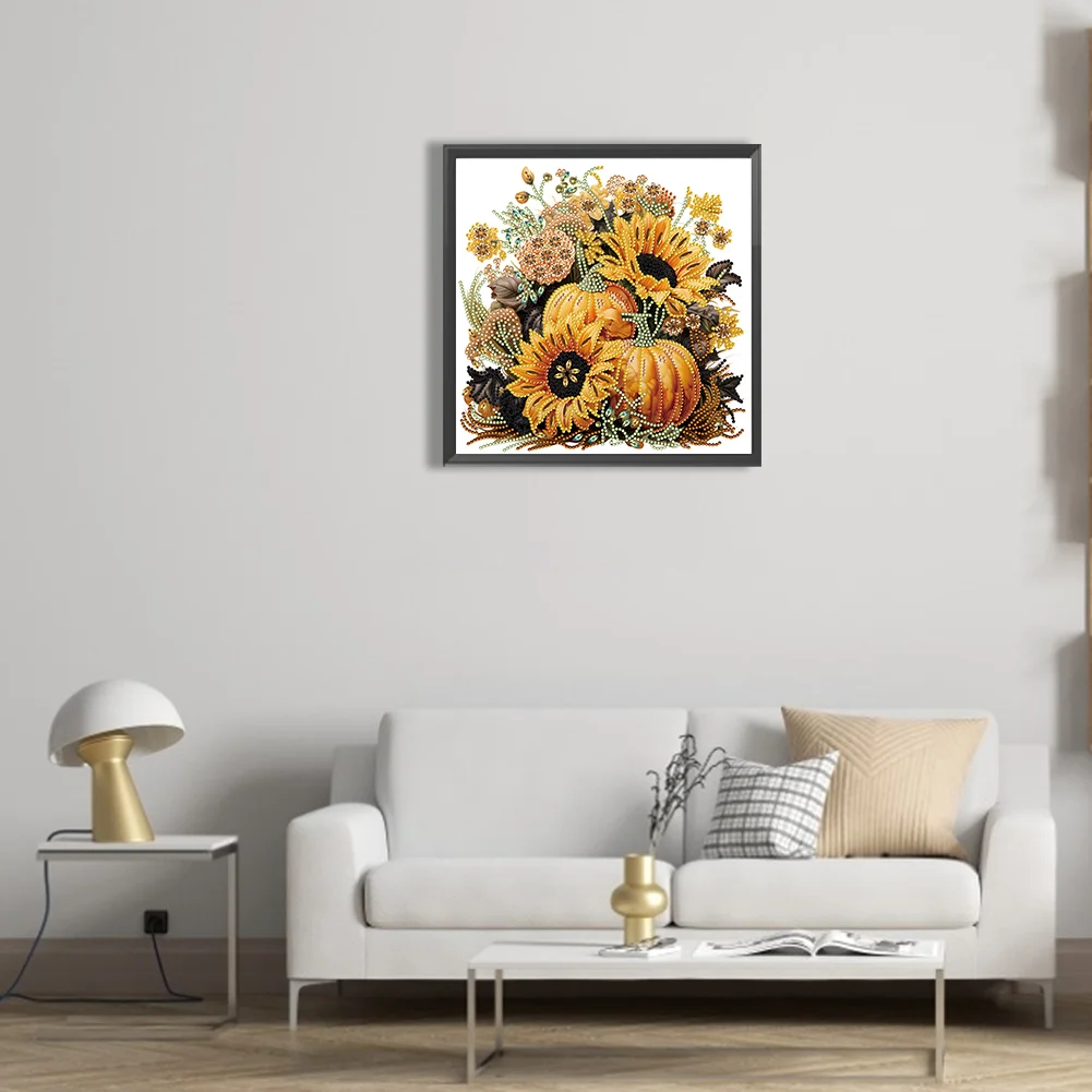 Diamond Painting - Partial Special Shaped Drill - Pumpkin Sunflower(Canvas|30*30cm)