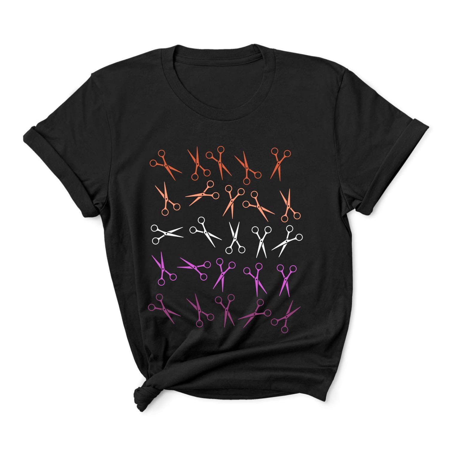 Scissors lesbian sunset flag t-shirt