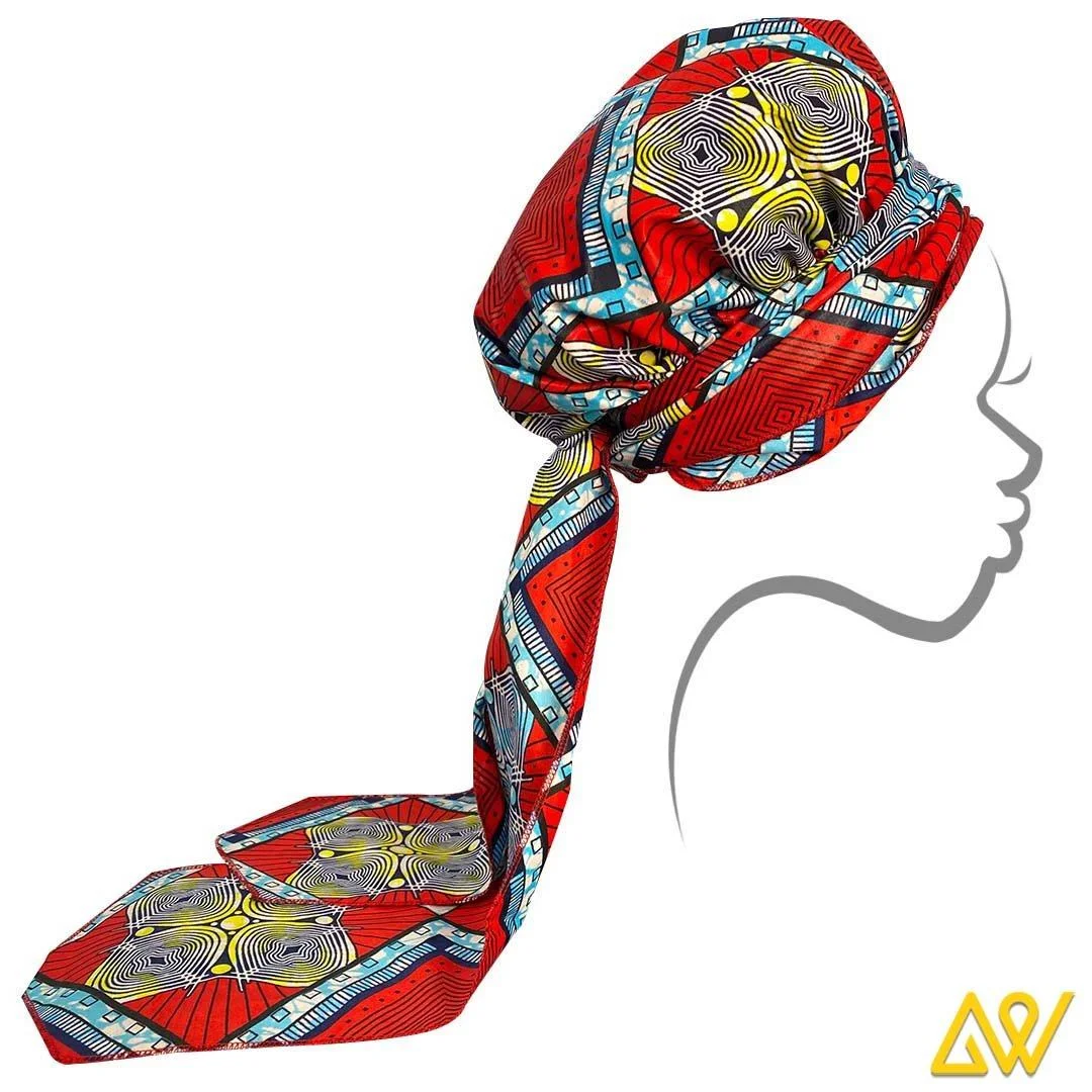 African Print Head Wrap With Satin-Lined - AW1858