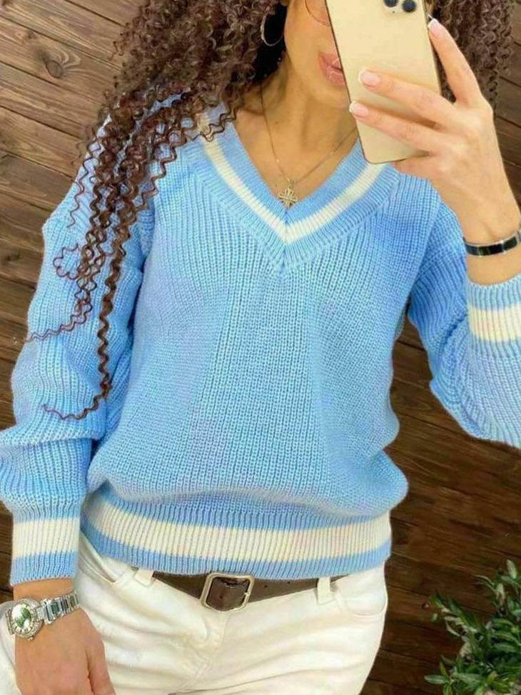 Women Half Sleeve V-neck Solid Color Dress