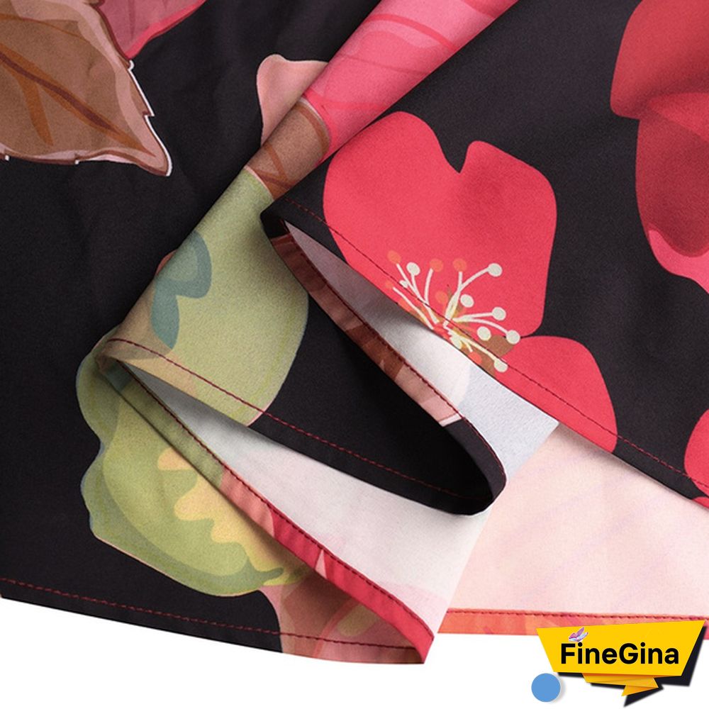 Women Loose Holiday Sleeveless Long Shirt Dress Crew Neck Floral Printed Beach Maxi Sundress Plus