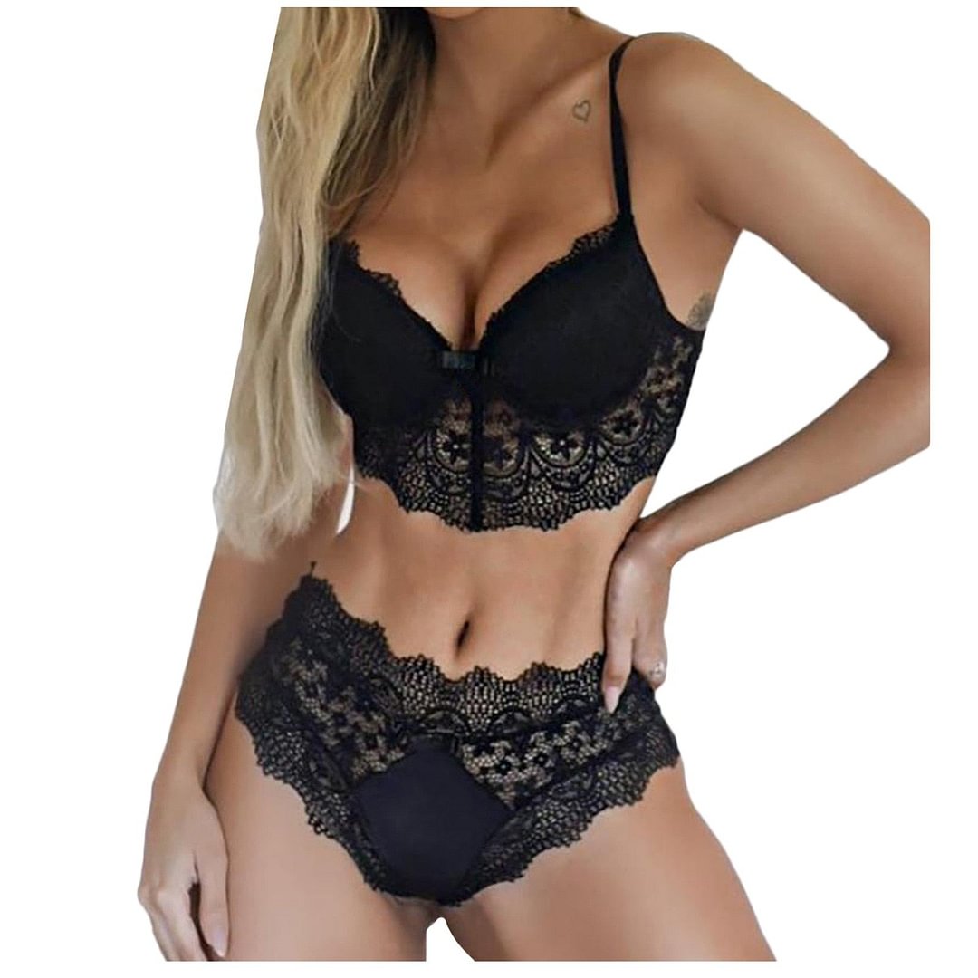 Fashion Lace Embroidery Bra And Panty Set Women's Sexy Underwear Push Up Bra Set Ladies Plus Size Intimates Underwear Sets M-3XL
