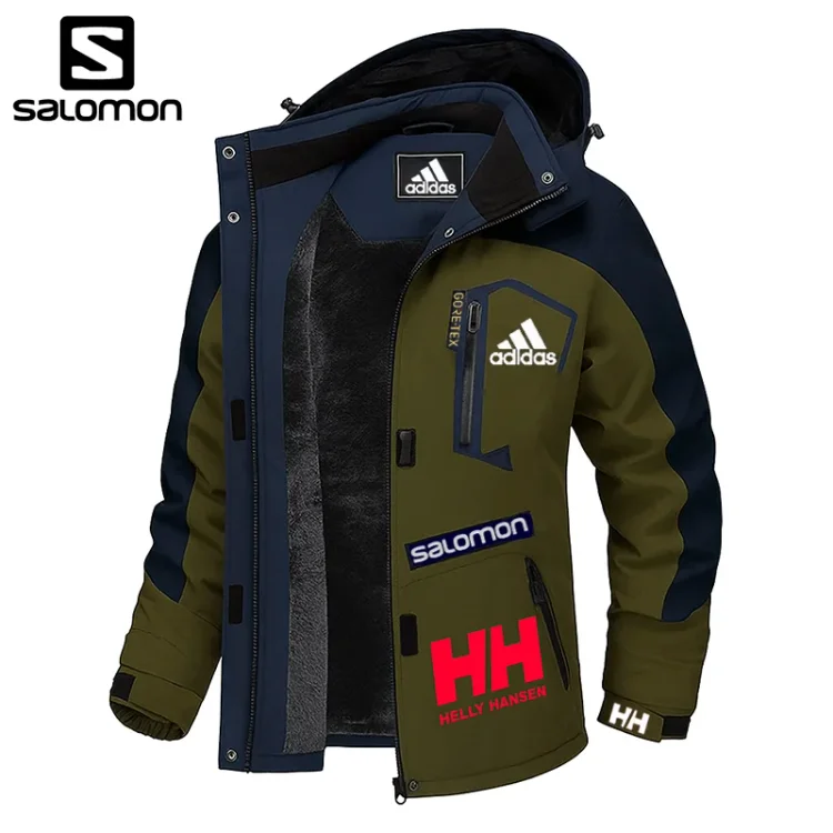 Ta męska kurtka, będąca efektem współpracy marek adidas, Helly Hansen i Salomon, jest wiatroszczelna, wodoodporna i ciepła.