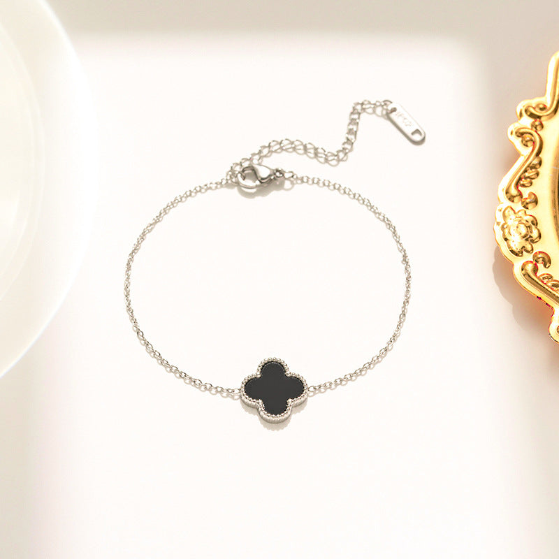 Four-Leaf Clover Bracelet Lucky Versatile Double-Sided Ol Bei Female Summer Fashion Accessories