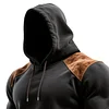 Men's Black Brown Suede Elbow Patches Hoodie by Inlyline