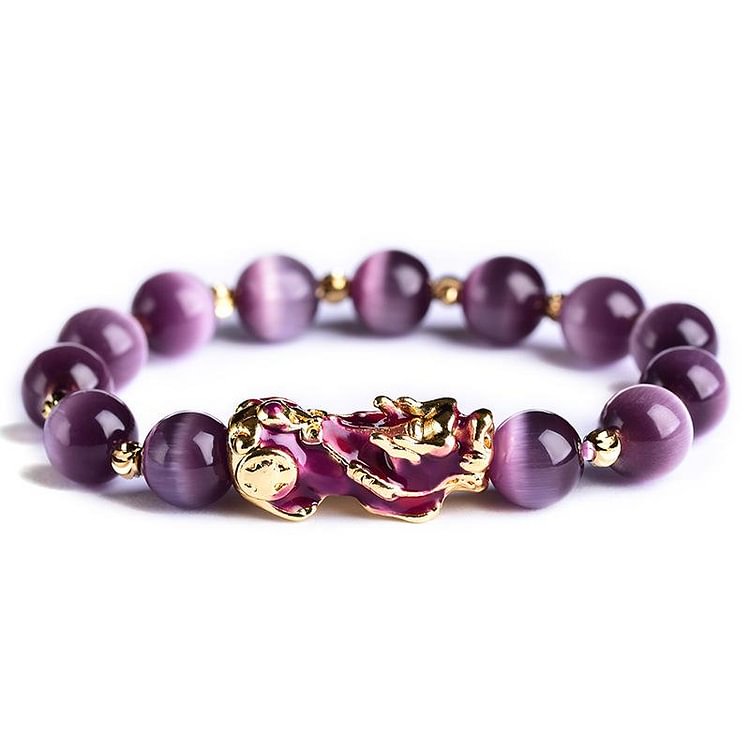 Natural Purple Cat's Eye Pixiu Wealth Bracelet KERENTILA