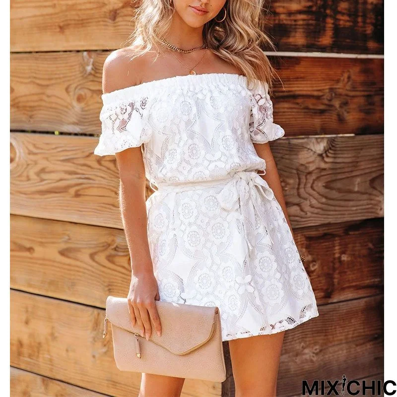 Off Shoulder Lace Mini Dress