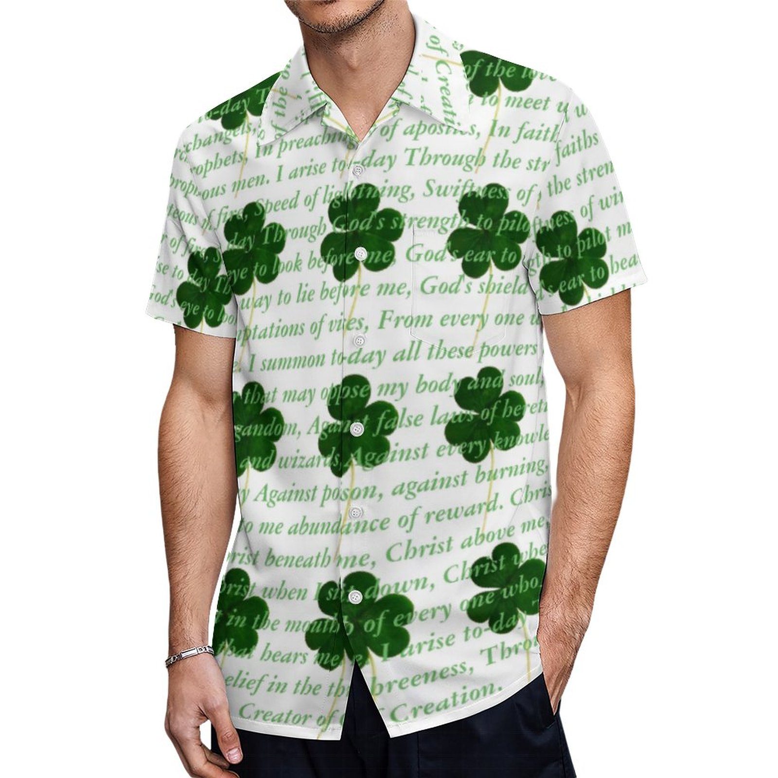 Ancient Irish Poem St Patrick Hymn The Deers Cry Hawaiian Shirt Mens Button Down Tropical Hawaii Beach Shirts