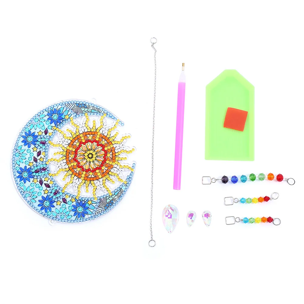 DIY Diamond Painting Light Catcher Hanging Crystal Wind Chime (Sun Moon)