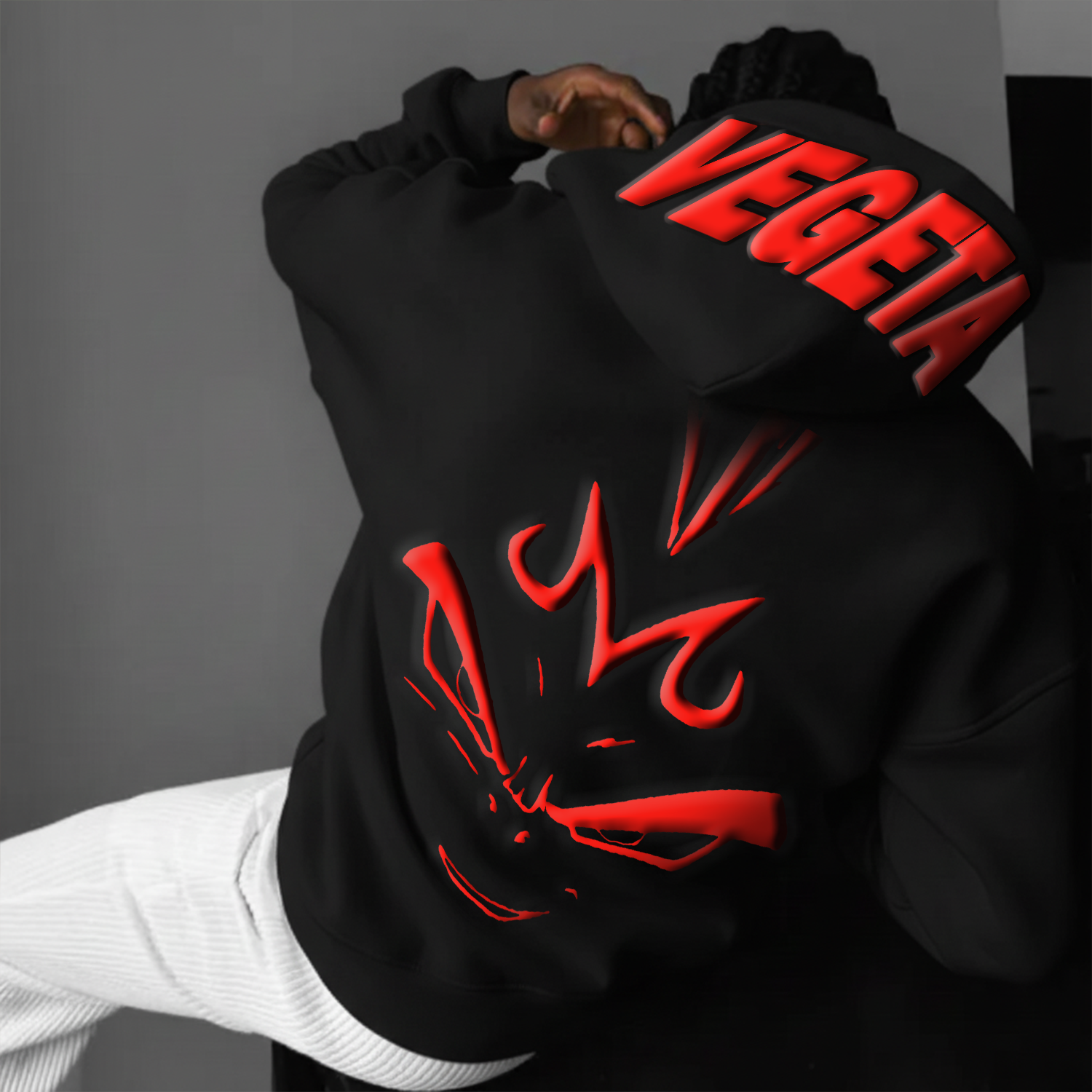 3D Anime Foam Print Hoodie Bold Graphic Streetwear