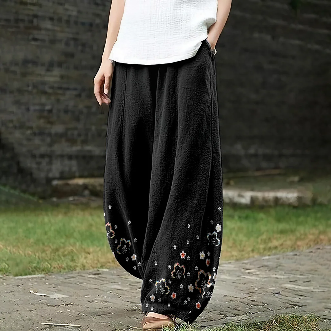 Women's Cherry Blossoms Japanese Art Loose Casual Pants